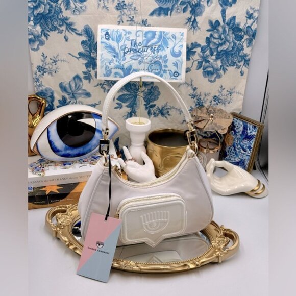 🆕 CHIARA FERRAGNI 🧿 NWT Vicky Eyelike Tote Bag - Borsa a Mano - White - Picture 2 of 16